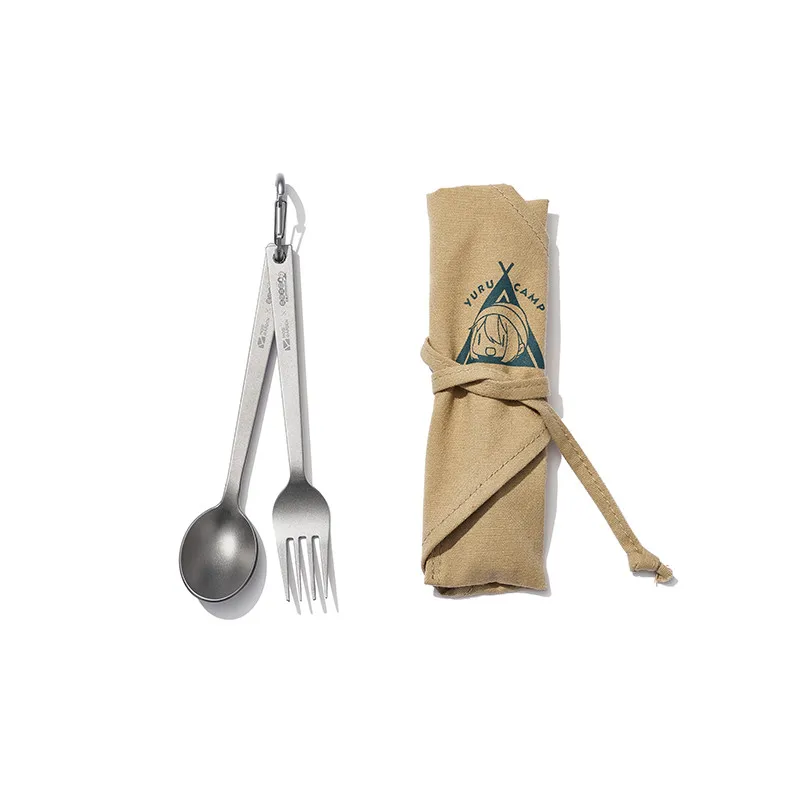 MOBI GARDEN  camping Outdoor hiking picnic portable storage Titanium Fork   Spoon Set