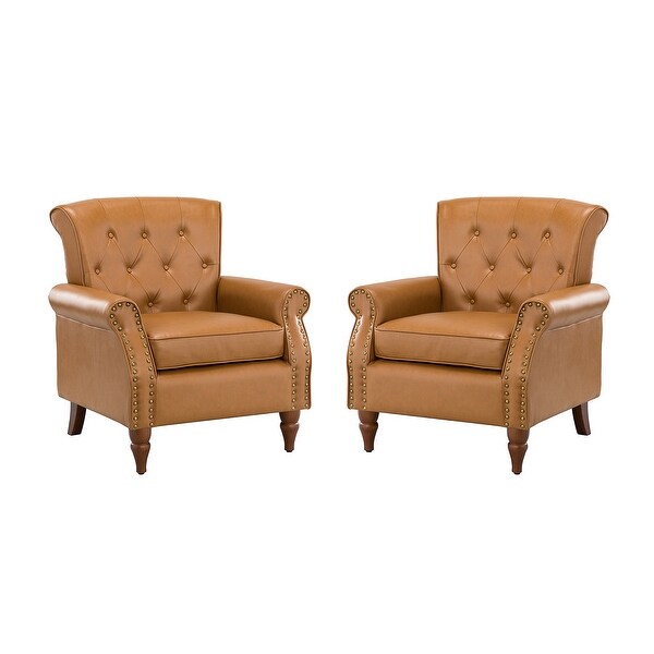 Indiges Upholstered Accent Armchair with Nailhead Trim Set of 2 by HULALA HOME