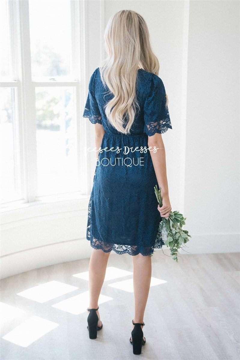 Navy Scallop Lace Dress