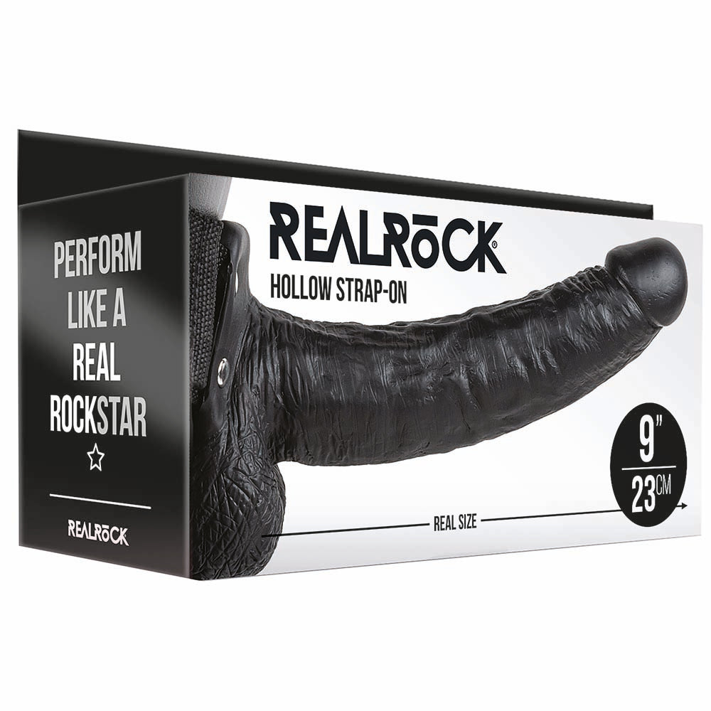 Real Rock Hollow 9 Inch Ballsy Strap-On in Black