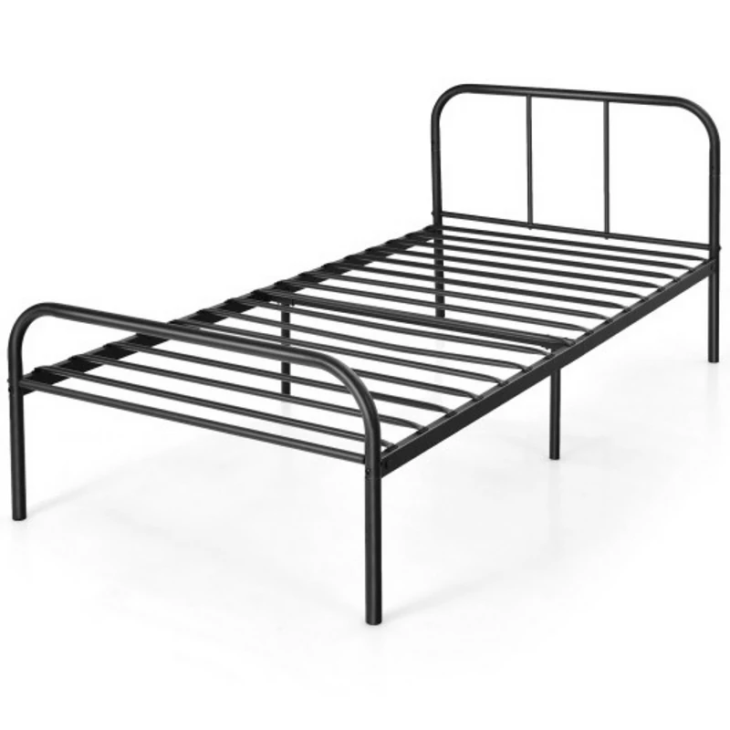 Modern Metal Bed Frame with Curved Headboard and Footboard-Twin Size