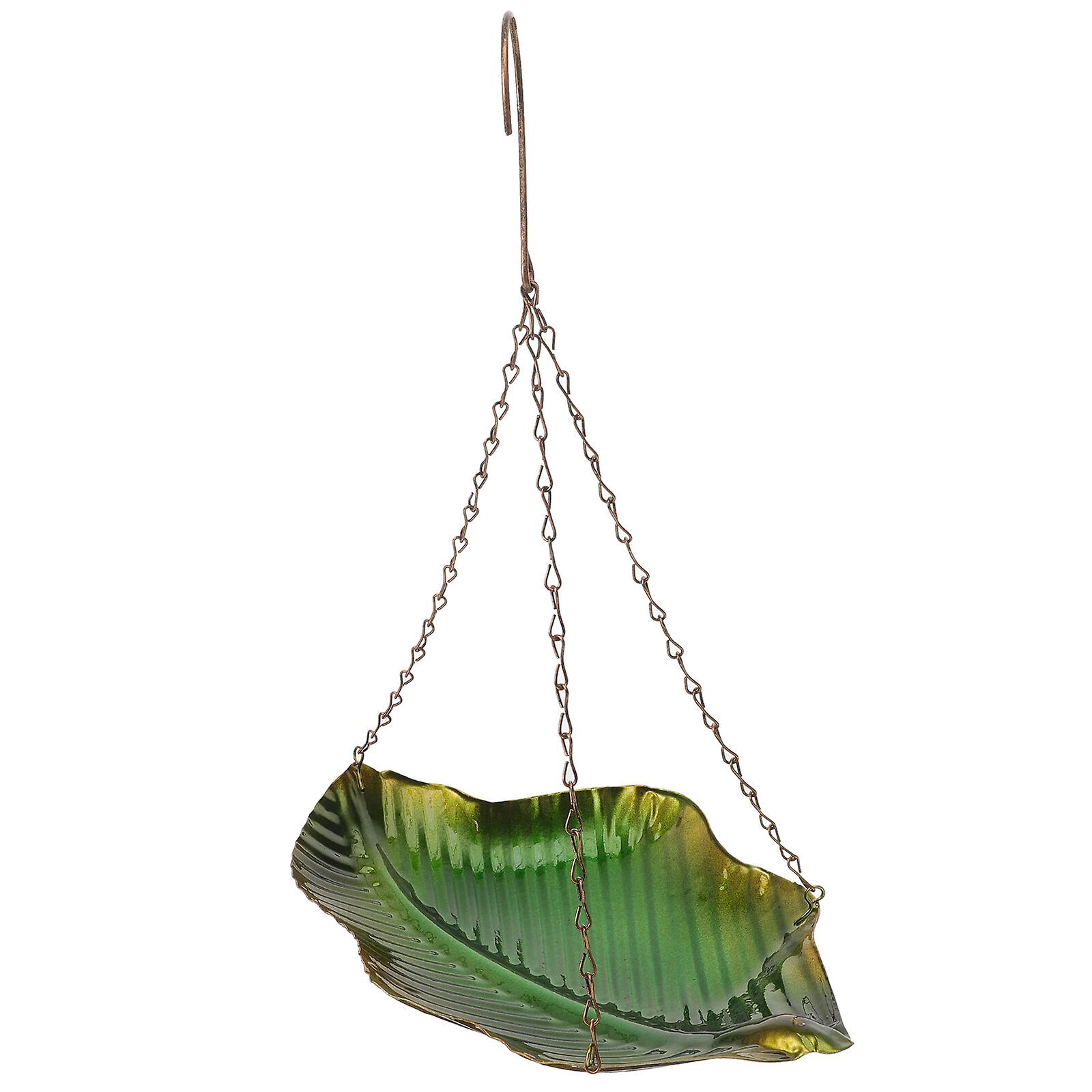 Hanging Bird Feeder Metal Bird Food Holder Leaf Shaped Bird Food Feeder Garden Bird Feeder