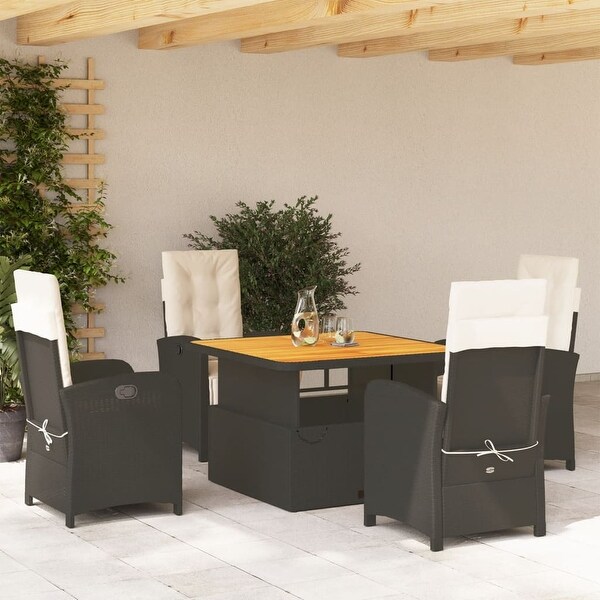 vidaXL Patio Dining Set with Cushions Furniture 2 Piece Black Poly Rattan