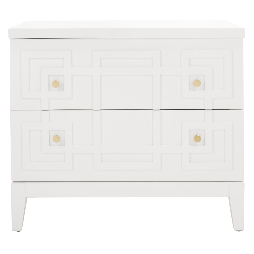 SAFAVIEH Luiza White/Gold 2 Drawer Nightstand