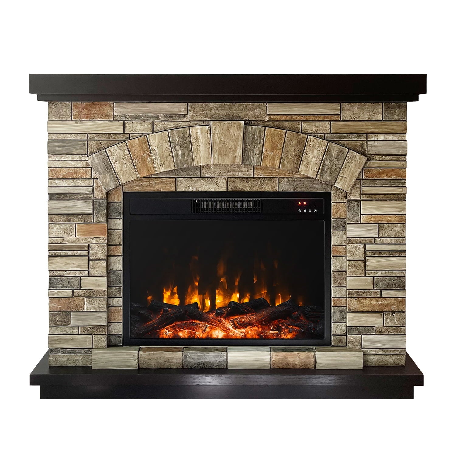 42"Faux Stone Mantel Infrared  Electric Fireplace with Timer&Remote Control