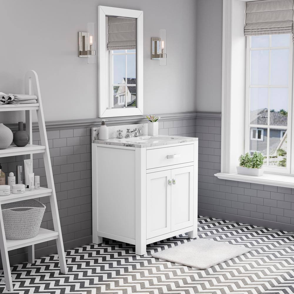 Water Creation Madison 30 in. Vanity in Modern White with Marble Vanity Top in Carrara White MADISON30W