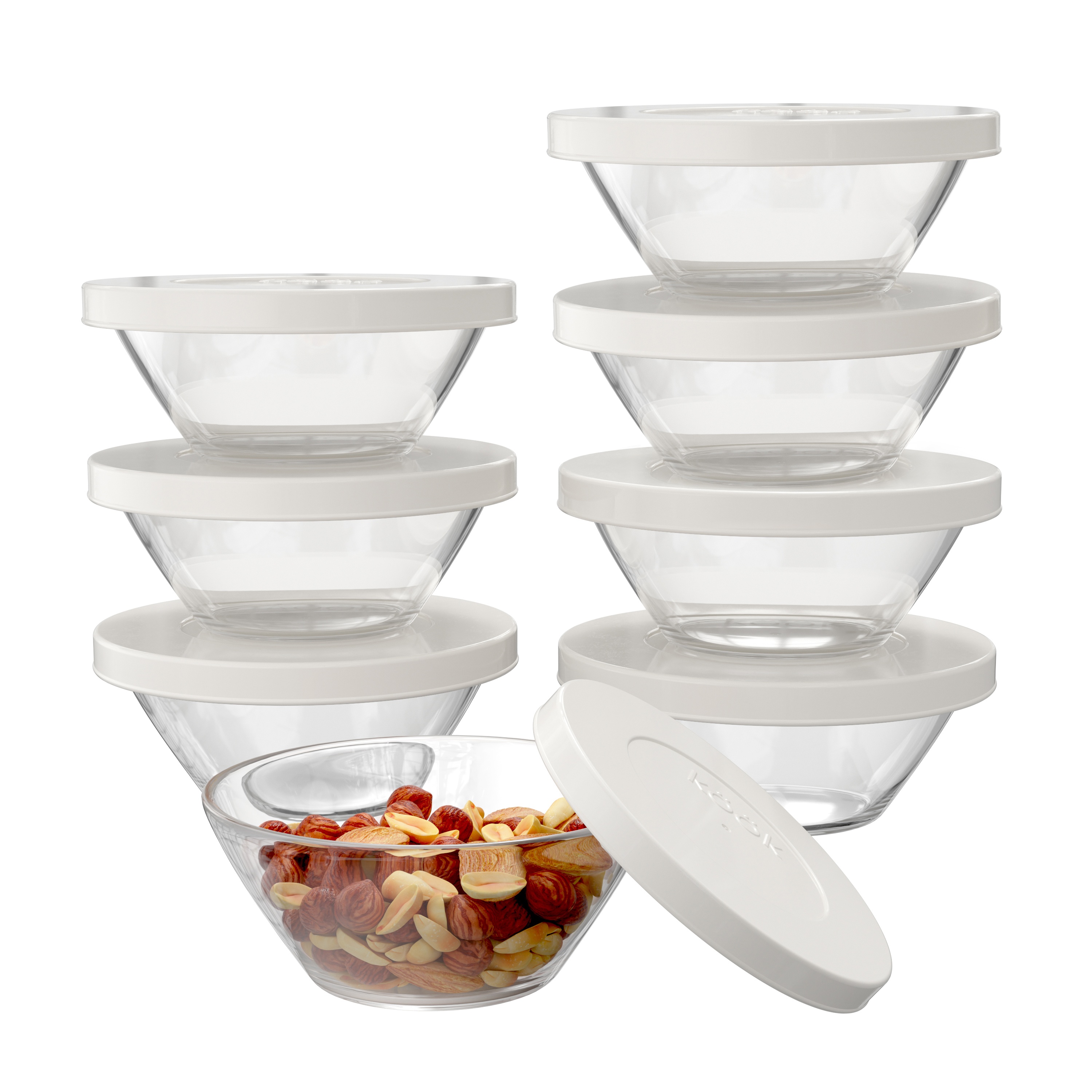 Kook Small Glass Prep and Dip Bowls， 7.25 oz， Set of 8