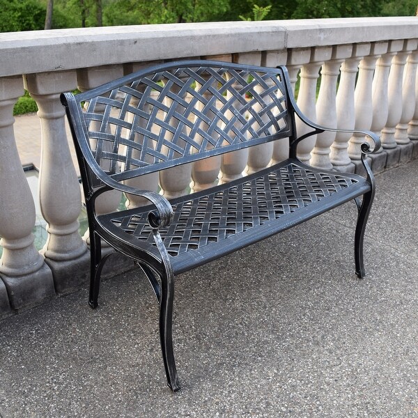 Outdoor Aluminum Modern Black Bronze Grey White Patio Bench Loveseat