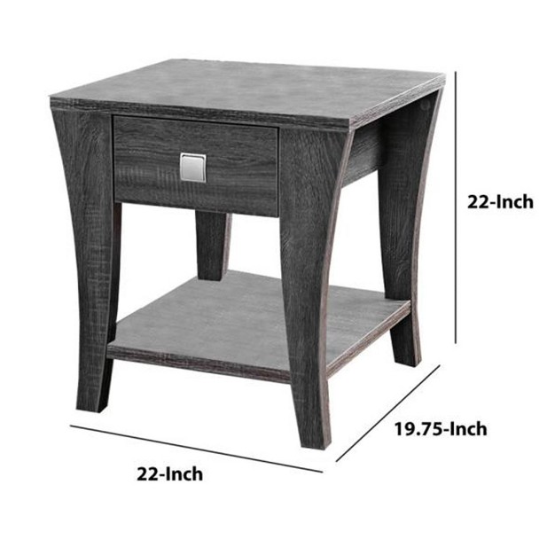 Wooden End Table With Swooping Curled Legs Gray Benzara