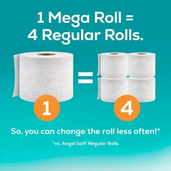 Angel Soft Toilet Paper, 48 Mega Rolls = 192 Regular Rolls, 2-Ply Bath Tissue