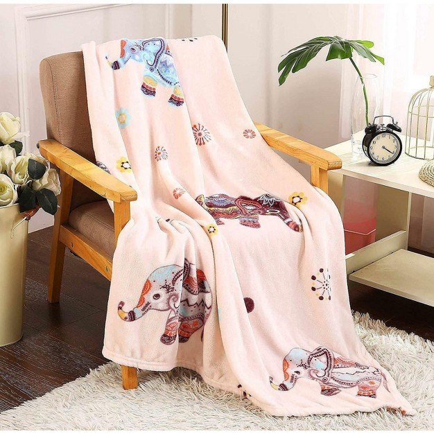 Goodgram Bohemian Elephant Ultra Plush Soft amp Cozy Fleece Throw Blanket Pink