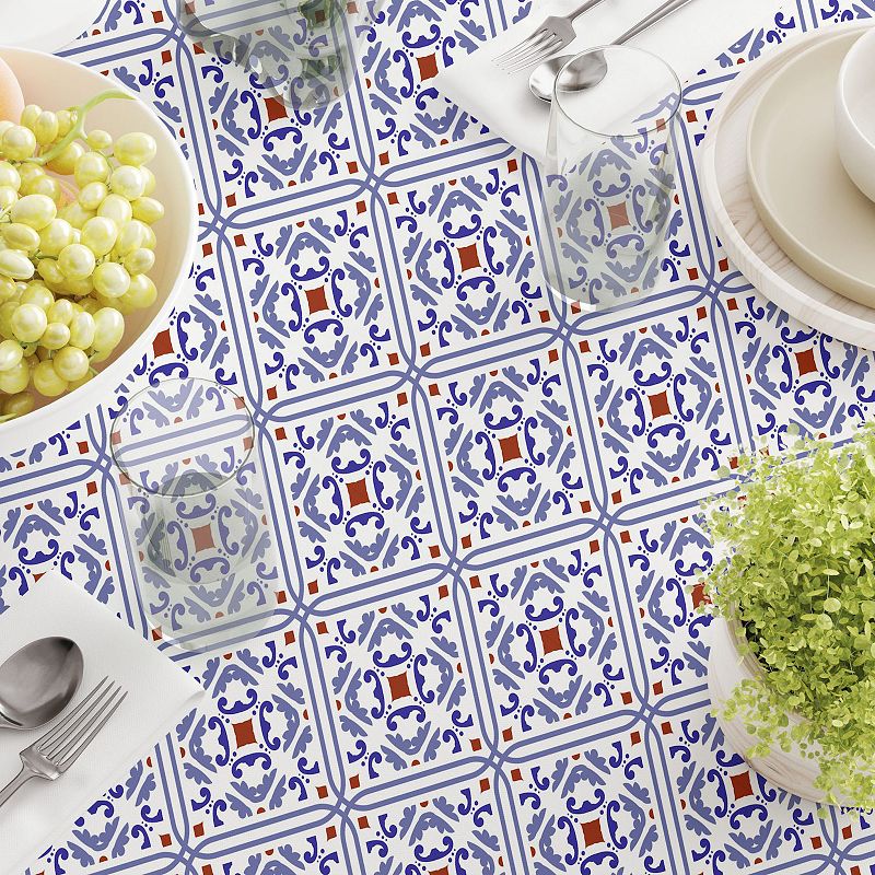 Square Tablecloth， 100% Polyester， 60x60， Ceramic Tile Pattern