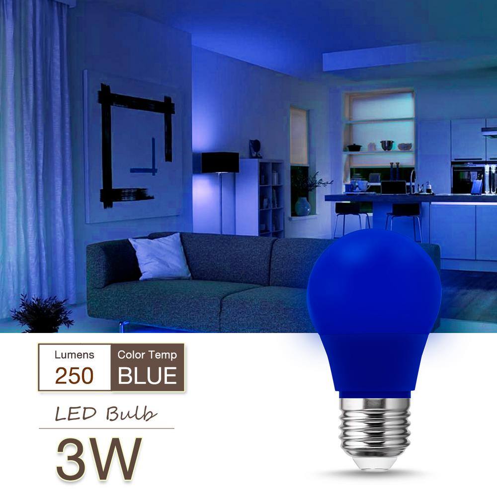 YANSUN 20-Watt Equivalent A15 3-Watt Non-Dimmable Blue LED Colored Light Bulb E26 Base (4-Pack) H-HE007BE26-4