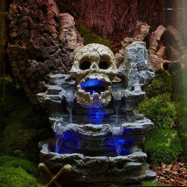 Zoo Med Repti Rapids LED Waterfall Skull Style Reptile Ornament