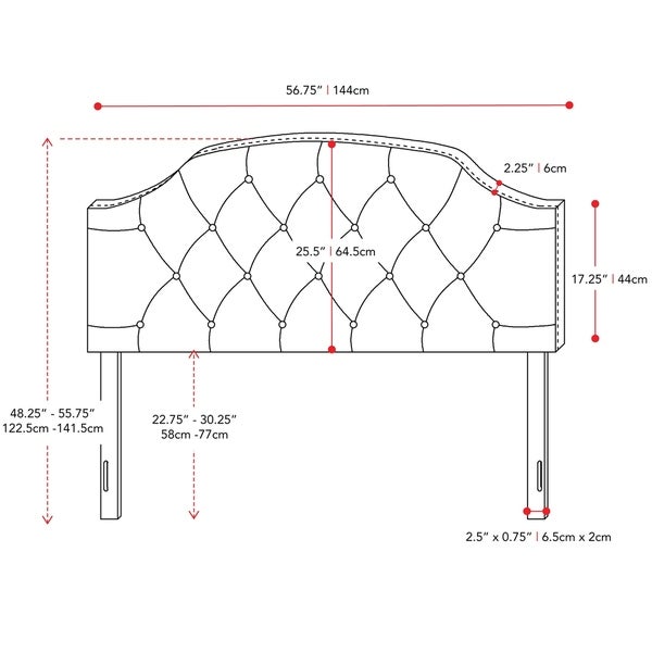 CorLiving Calera Diamond Tufted Fabric Arched Panel Headboard - Full - - 28495536