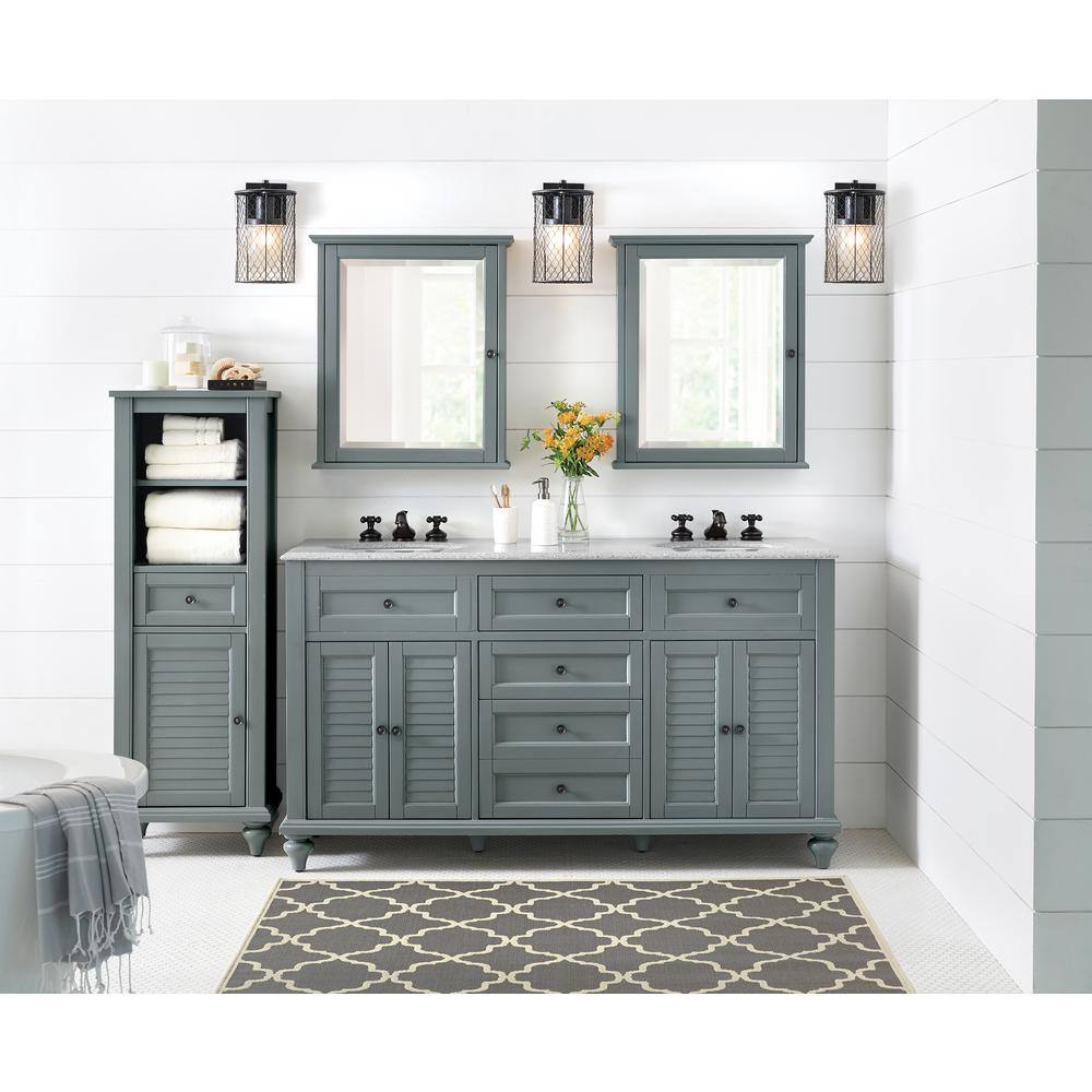 Home Decorators Collection Hamilton 61 in. W x 22 in. D Double Bath Vanity in Gray with Granite Vanity Top in Gray with White Sink 10806-VS61H-GR