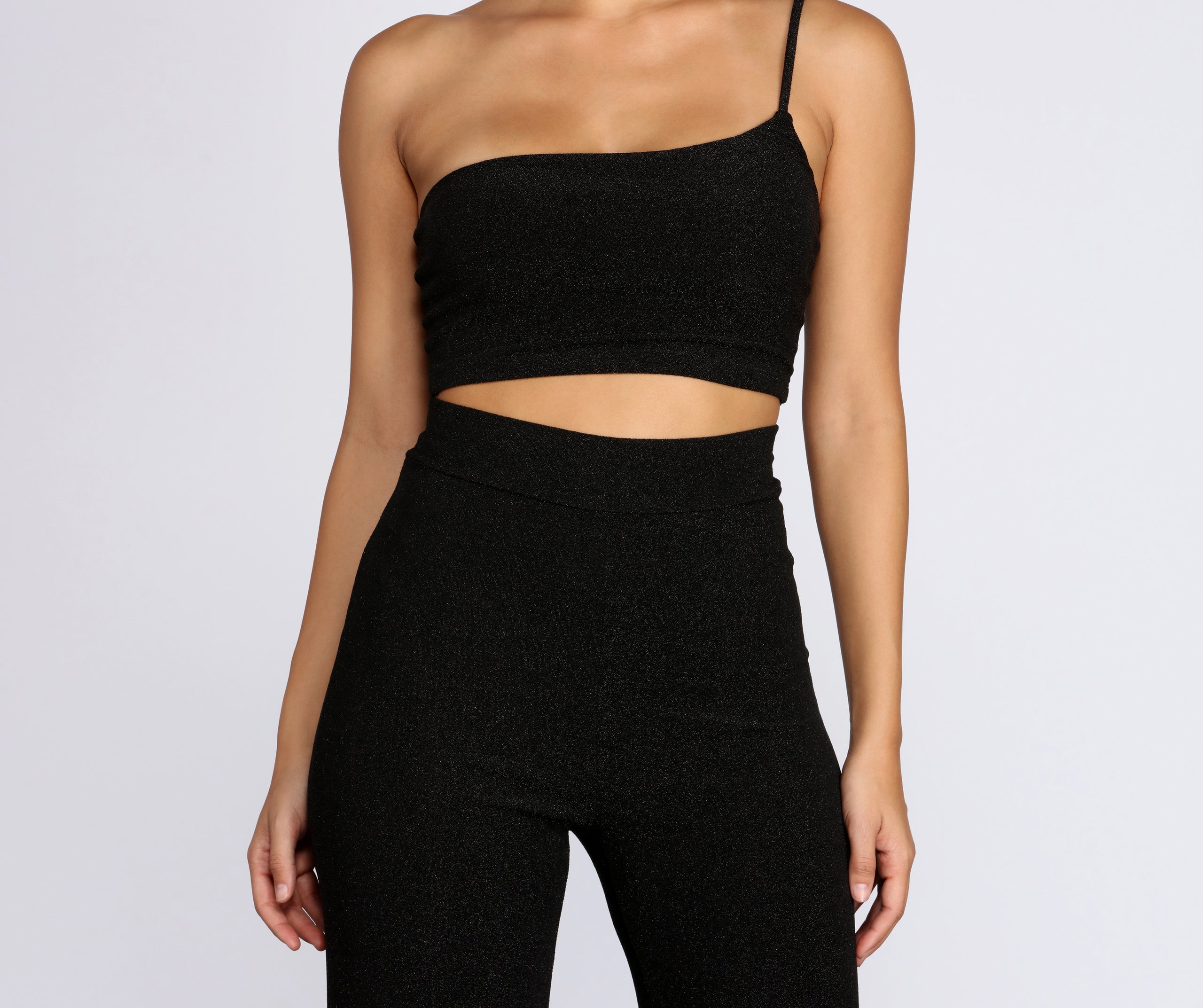 Shimmer One Shoulder Crop Top