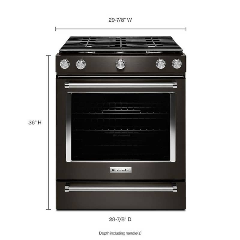 KitchenAid ADA 30 Black Stainless Steel Slide-In Gas Range