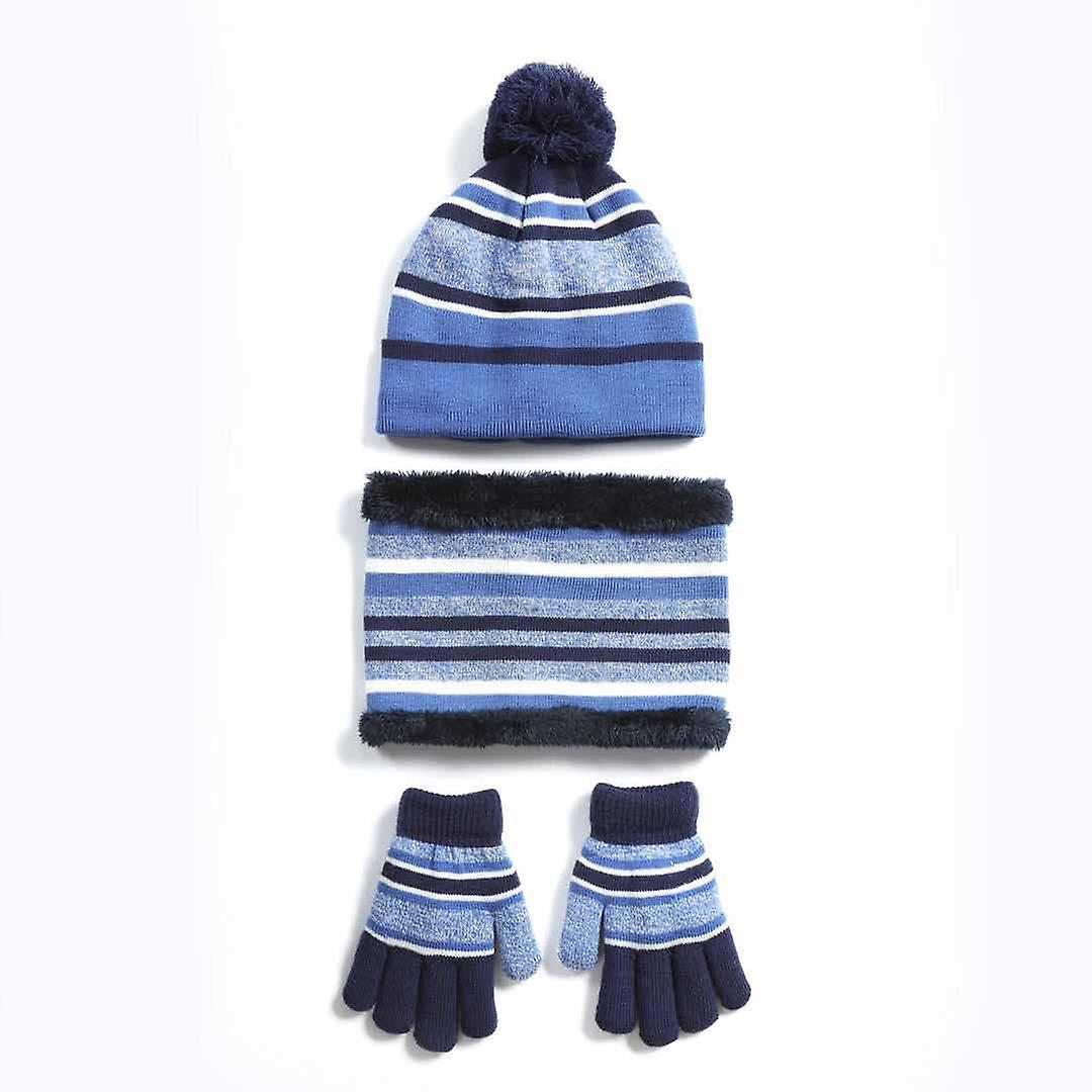 3pcs Kids Winter Hat Scarf Gloves Set For 3-6 Years Old(blue)