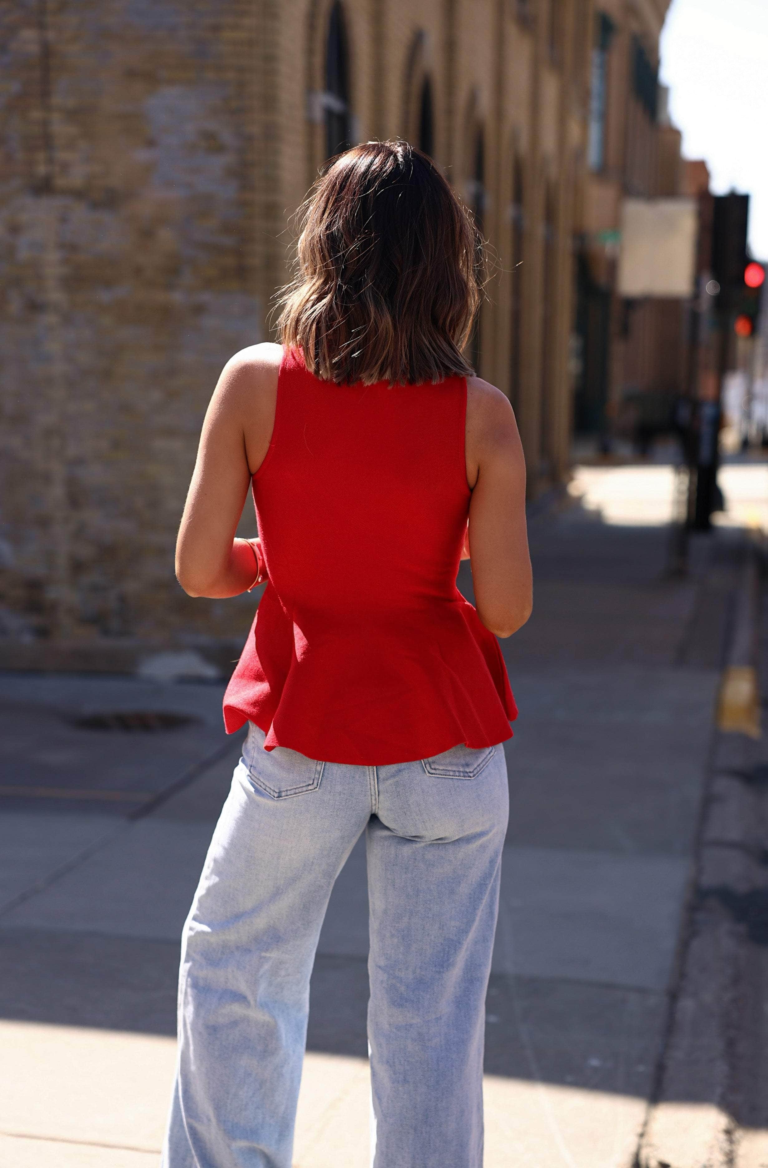 Red Peplum Top