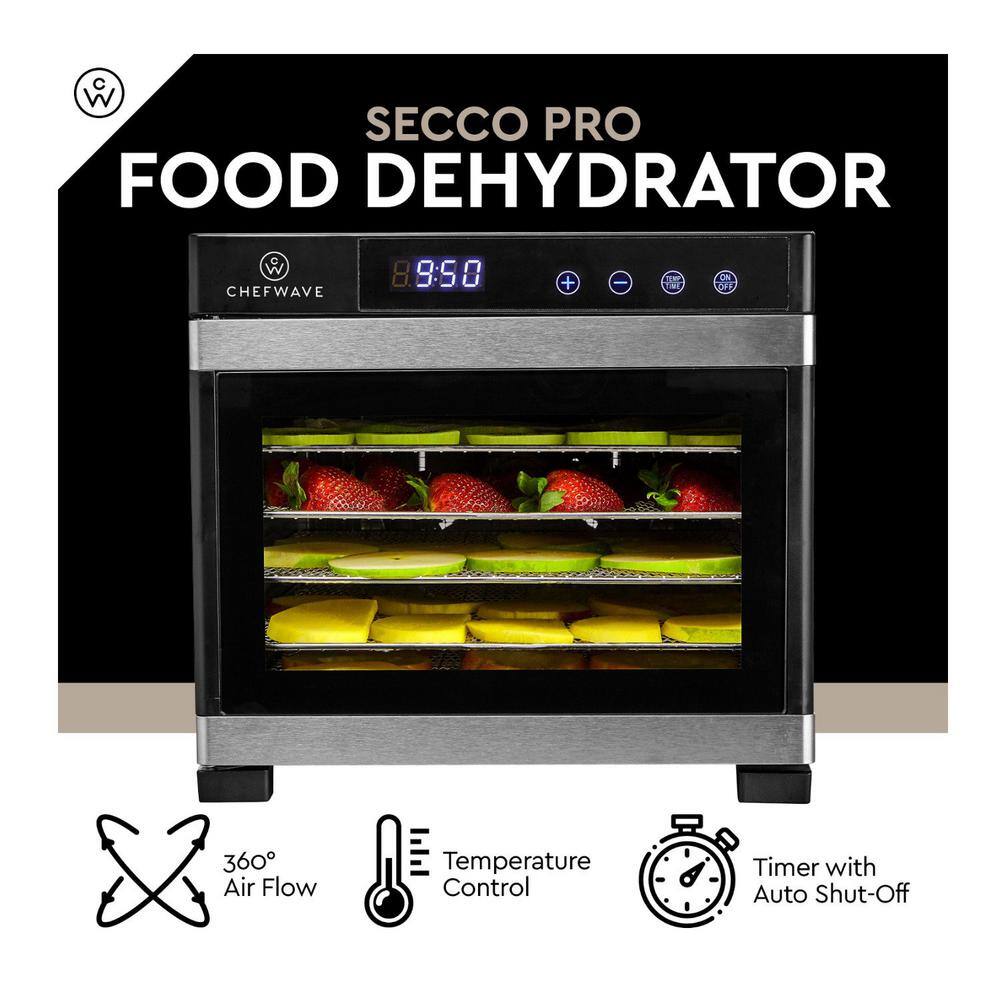 CHEFWAVE Secco Pro Food Dehydrator with 6 Drying Racks (Stainless Steel) CW-FD06