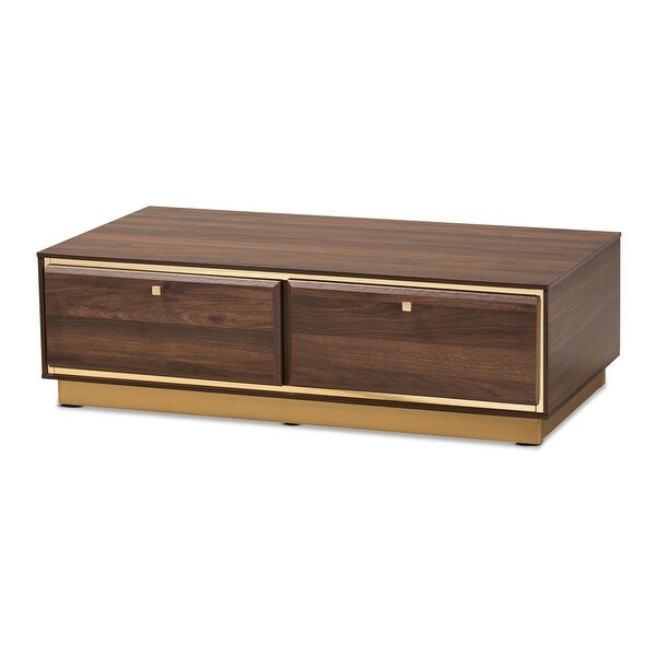 Cormac Transitional Wood and Metal 2-Drawer Coffee Table