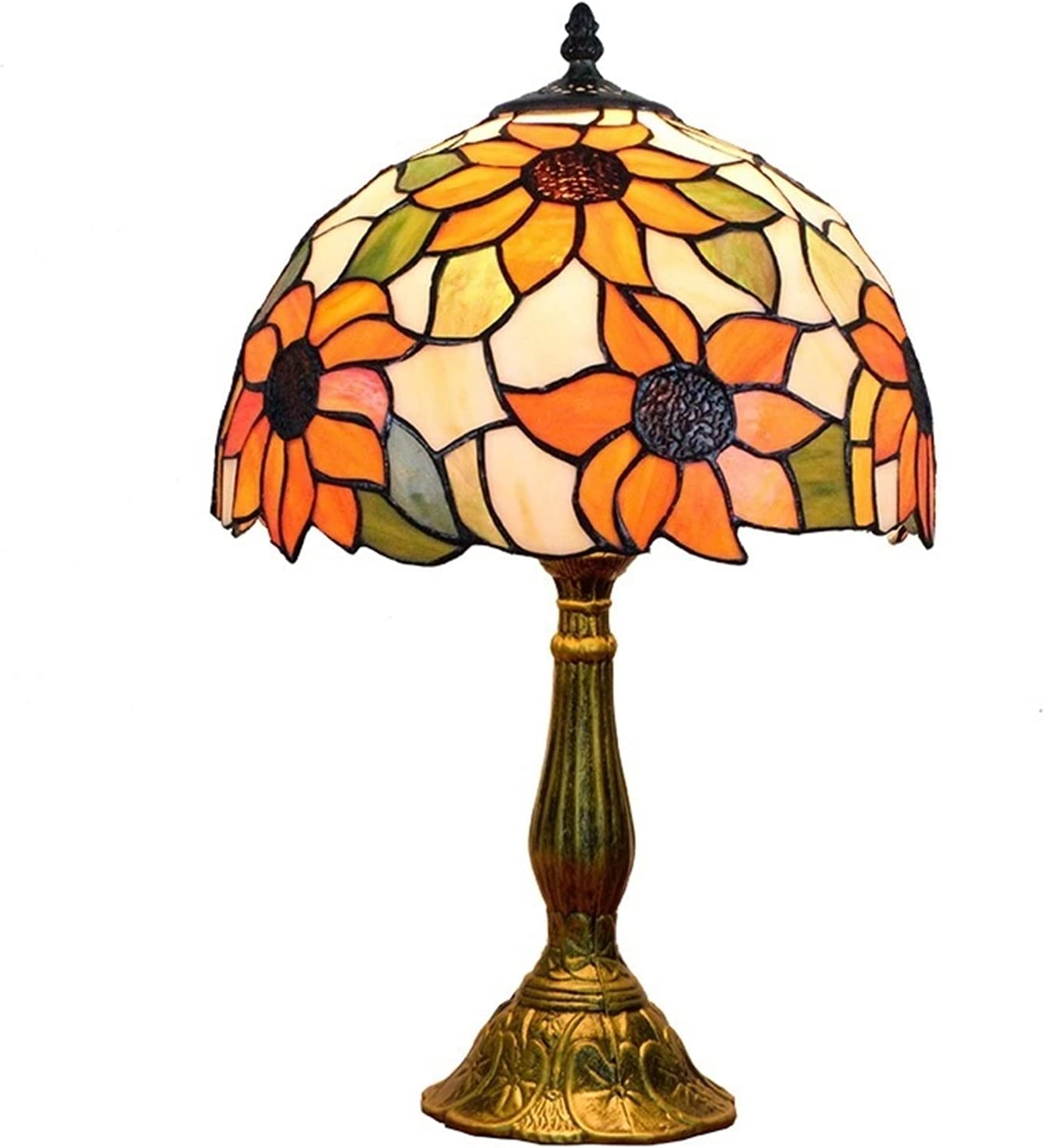 SHADY Tiffany Lamp Stained Glass Lamp Sunflower Yellow Bedroom Table Lamp Reading Desk Light for Bedside Living Room Office Dormitory Dining Room Decorate  12x12x18 Include Light Bulb