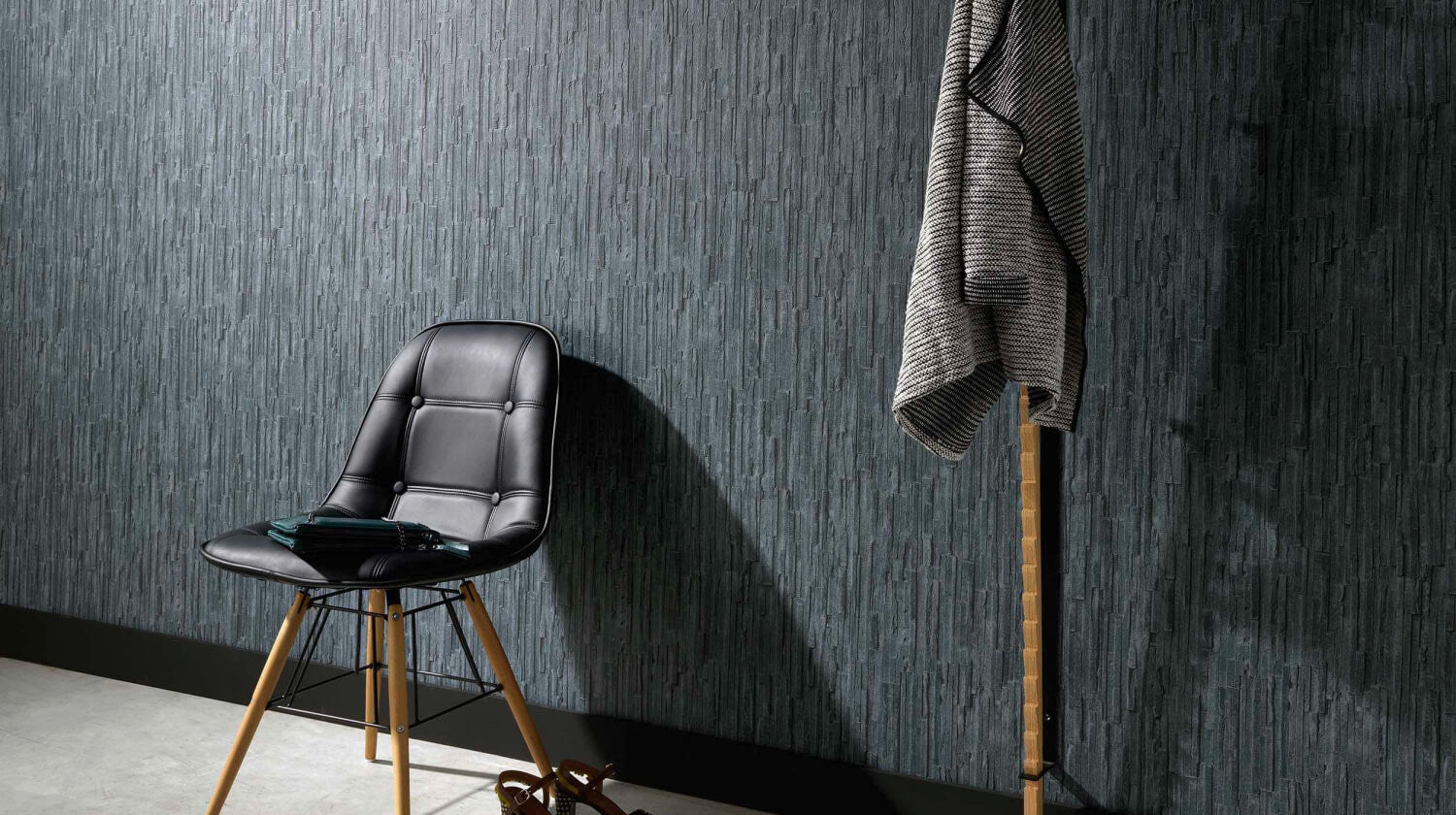 Brooke Faux Bark Wallpaper in Black design by BD Wall