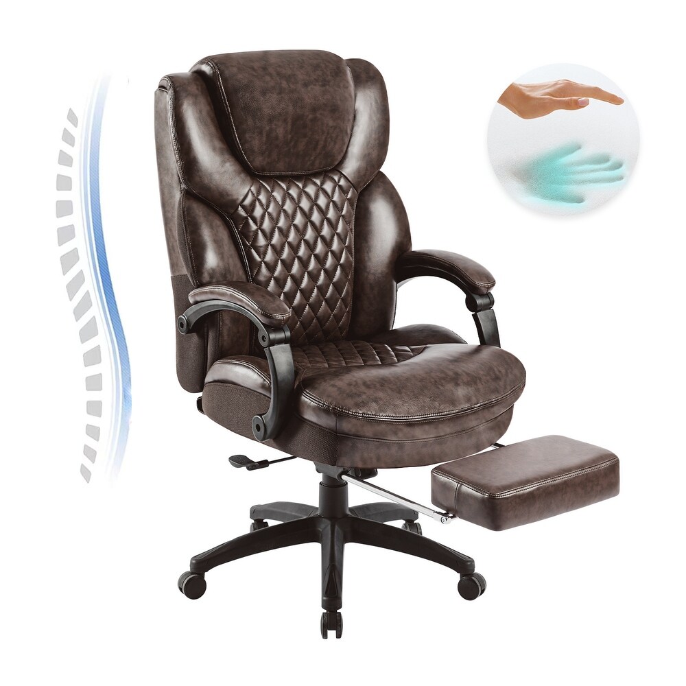 High Back Big   Tall 400lb Office Chair with Footrest Bonded Leather Ergonomic Executive Desk Computer Swivel Chair