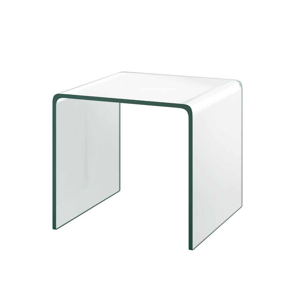 Tempered Glass End Table Clear Sofa End Tables with Waterfall Edges