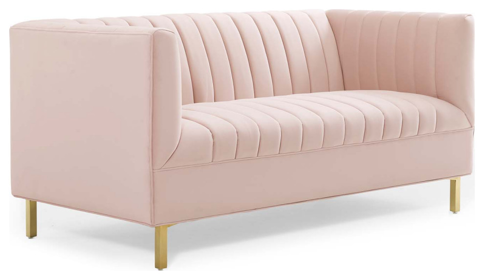 Shift Channel Tufted Performance Velvet Loveseat   Contemporary   Loveseats   by Modway  Houzz