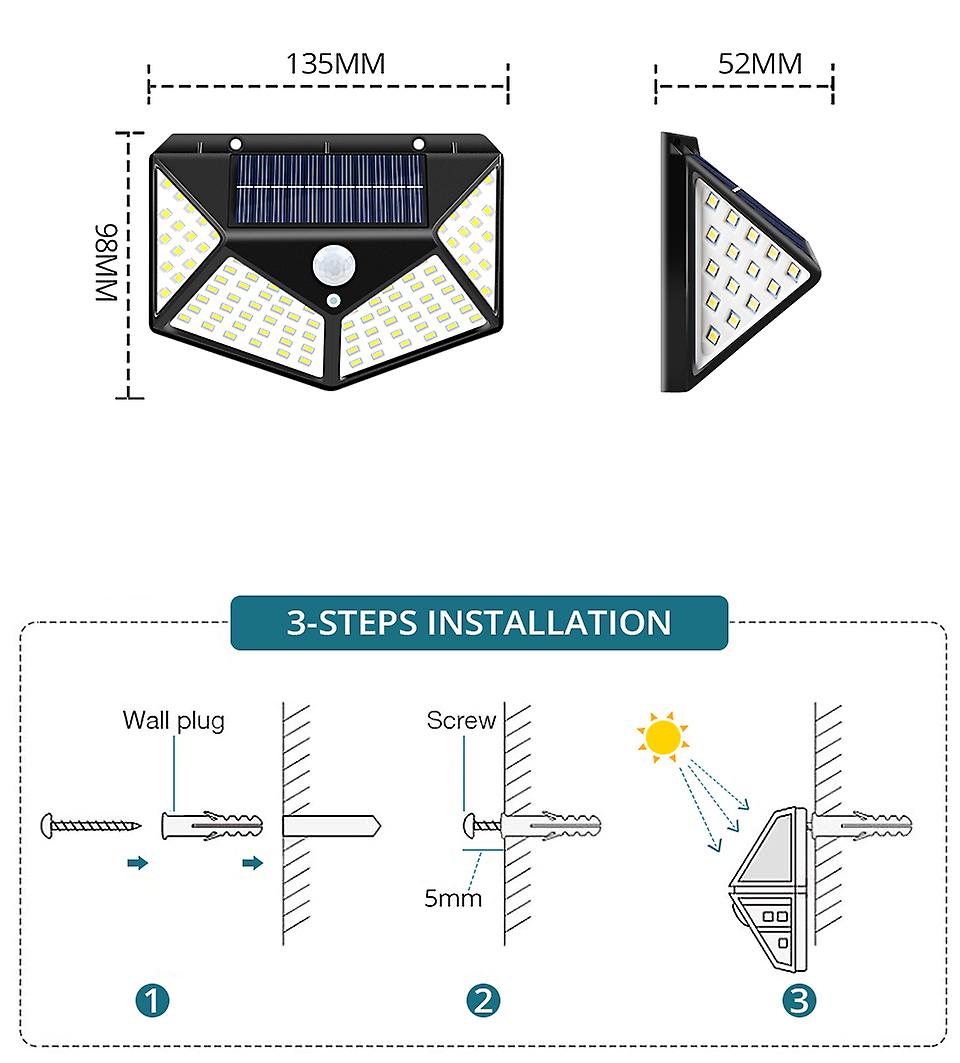 100leds Outdoor Solar Light Waterproof Solar Lamp Motion Sensor Induction Sunlight Powered Security Garden Street Light