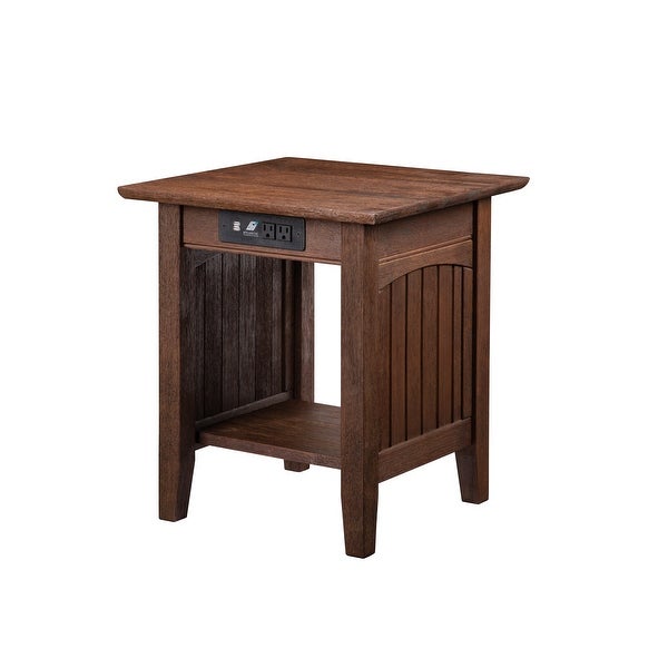 Nantucket End Table with Charging Station in Burnt Amber