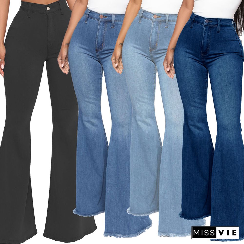 High Waist Stretch Plus Size Flare Jeans Pants