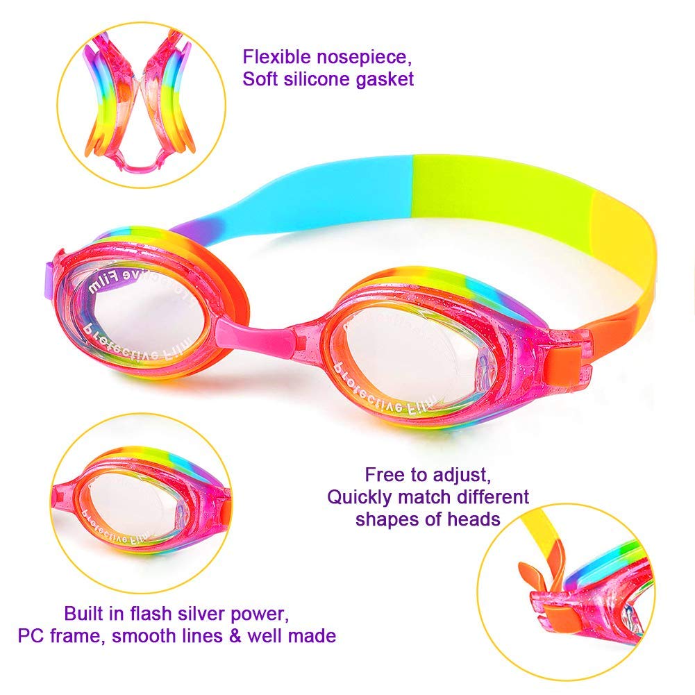 WOVTE Kids Goggles,Swimming Goggles for Kids Age 3-16 Boys Girls Children Teens Adults Swim Goggle, Clear Vision, Free Protection Case