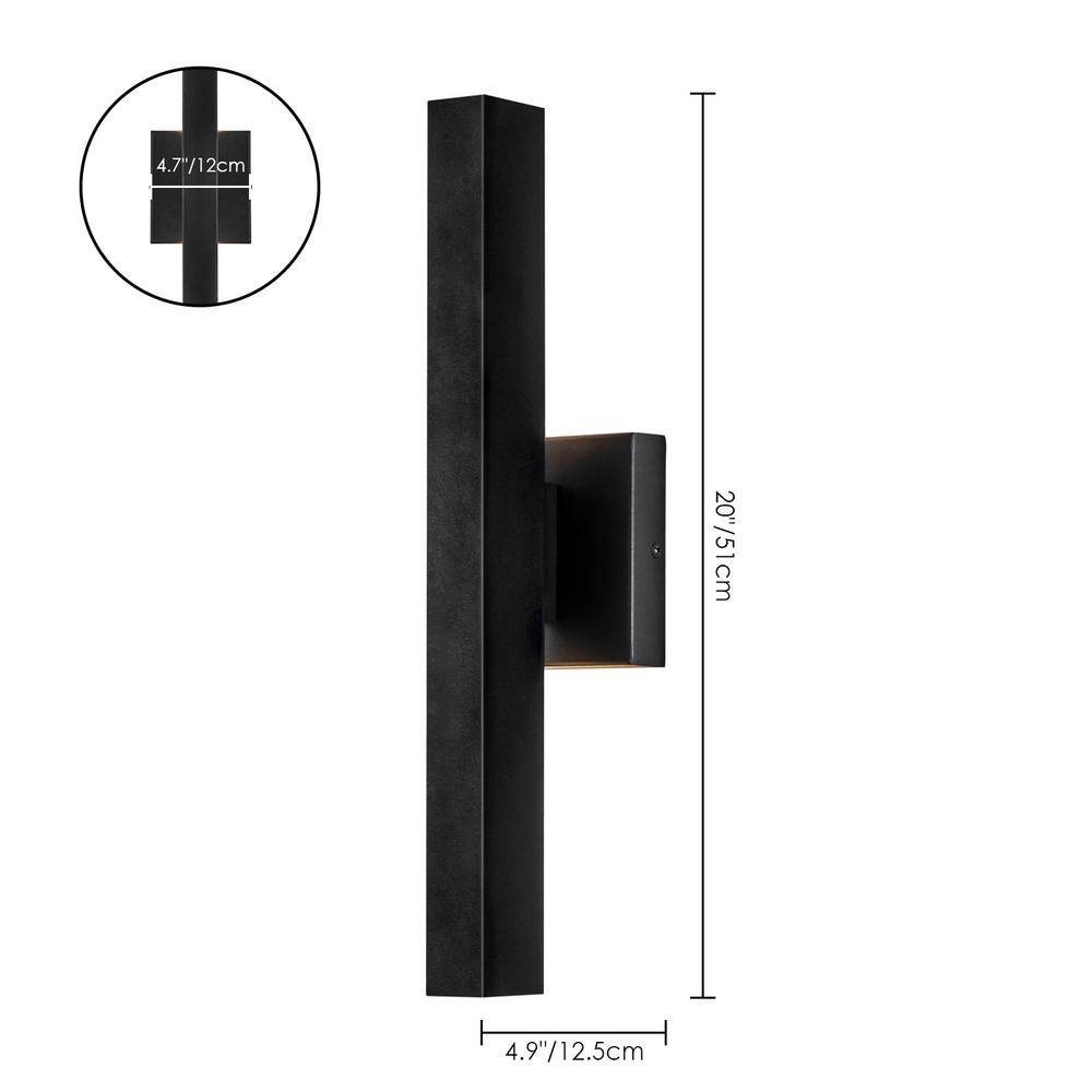 RRTYO Edith 1-Light 20 in. Black Modern Linear Integrated LED IndoorOutdoor Wall Light 81010000045178