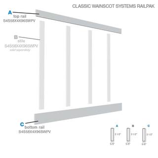 Ekena Millwork 58 in. X 96 in. X 3-12 in. Expanded Cellular PVC Classic Wainscot Moulding System WPKP0404X96BBCS