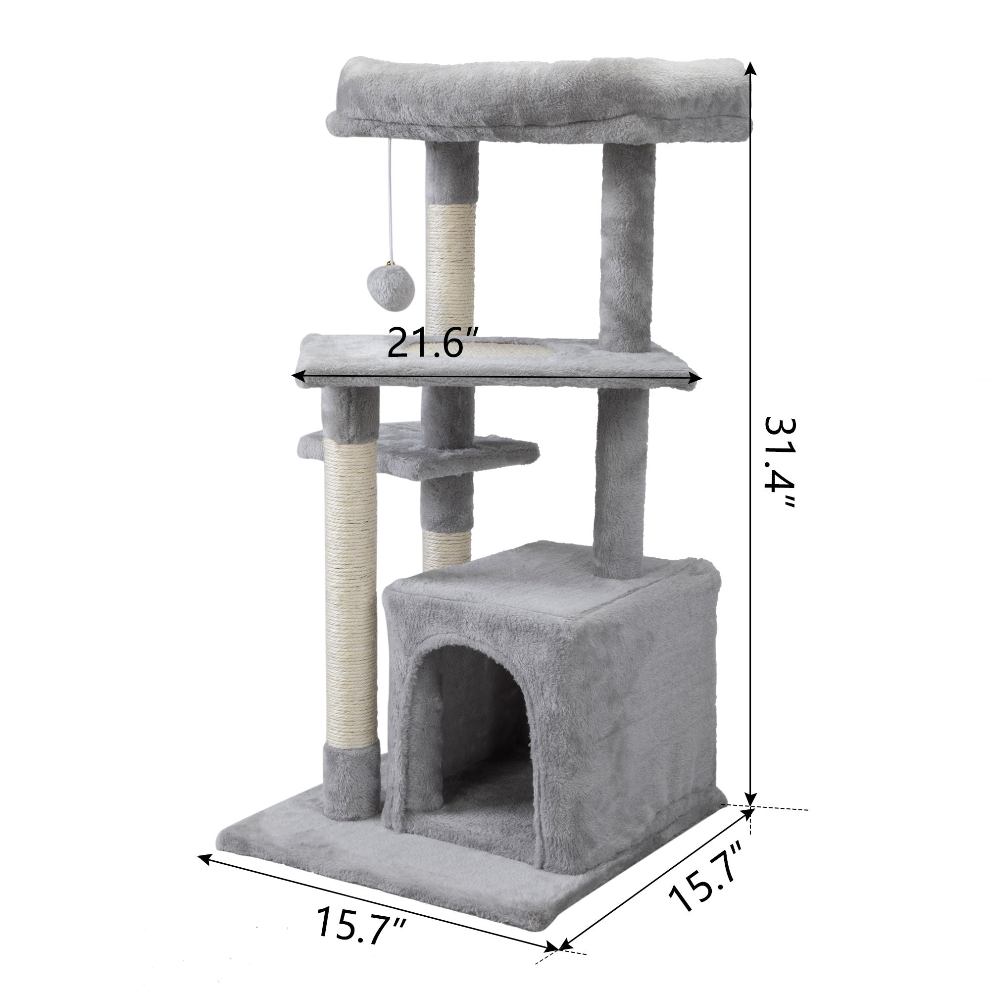 Double Level Cat Tree Stand House Furniture Kittens Activity Tower Posts Kitty Pet Play House