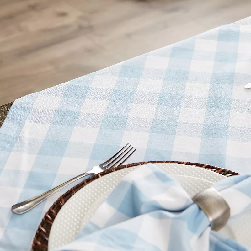 52 Cotton Tablecloth with Pastel Blue Checkered Design