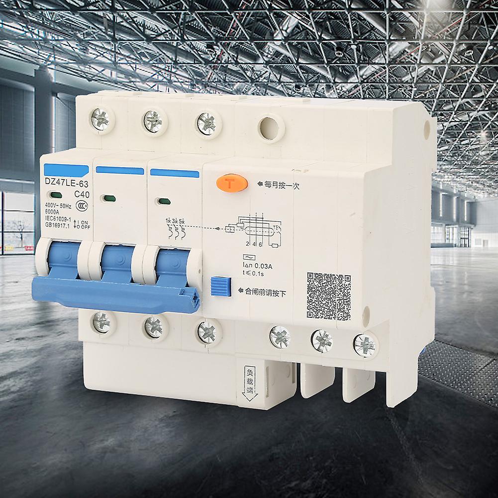 400v/40a Leakage Protection Switch Dz47le-63 C40 3p Current Circuit Breaker