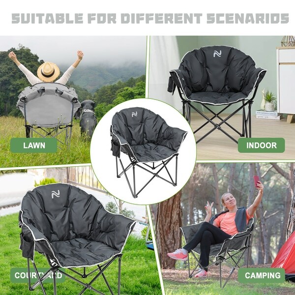 DoCred Oversized Camping Chair，Fully Padded Folding Moon Chair