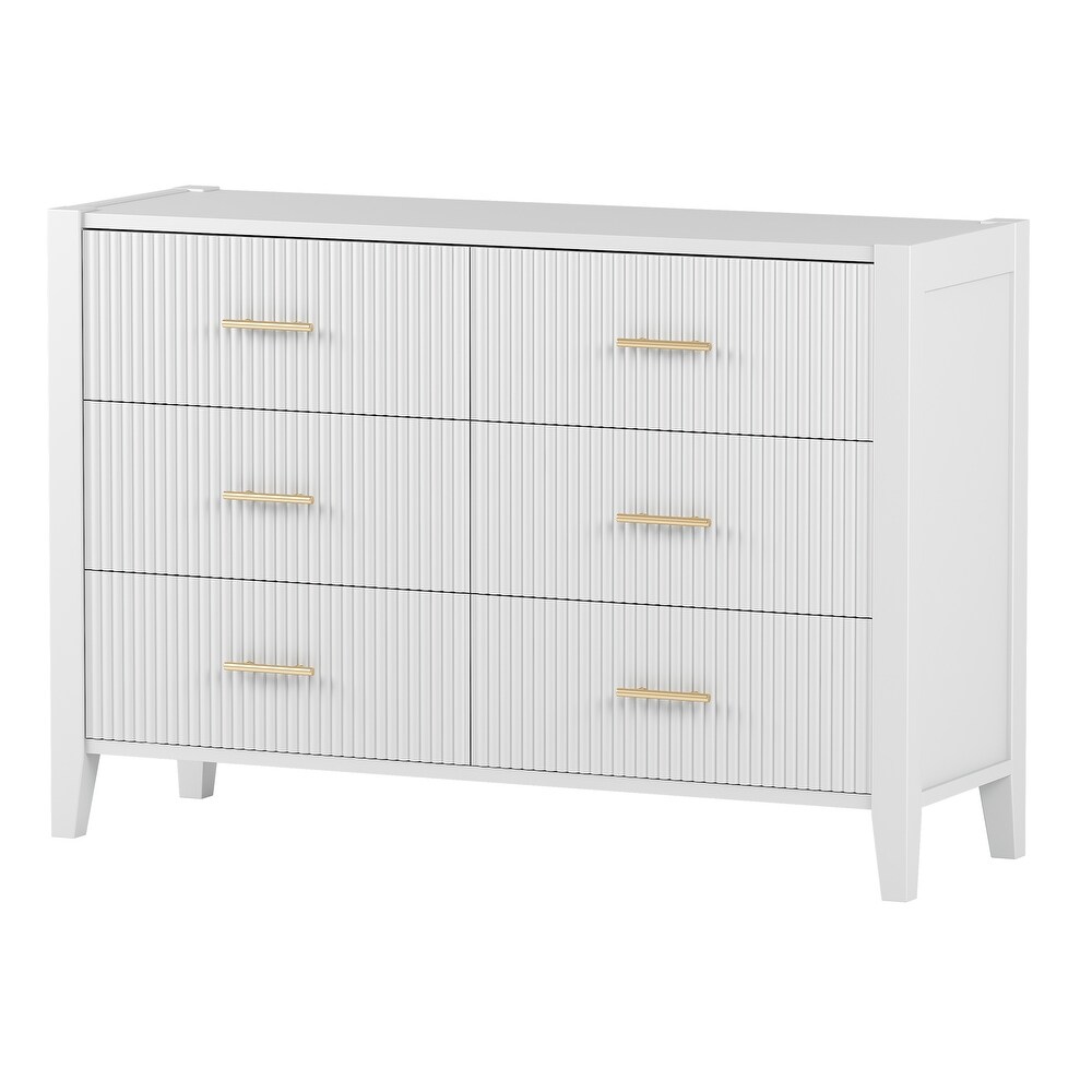 6 Drawer Dresser with Metal Handle for Bedroom