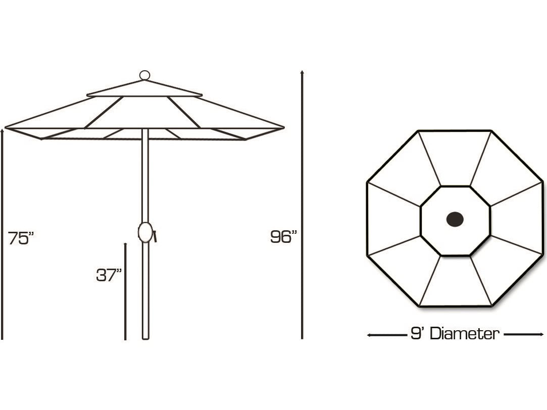 Galtech Aluminum 9 Foot Auto Tilt Crank Lift Umbrella with LED Lights 936 Series