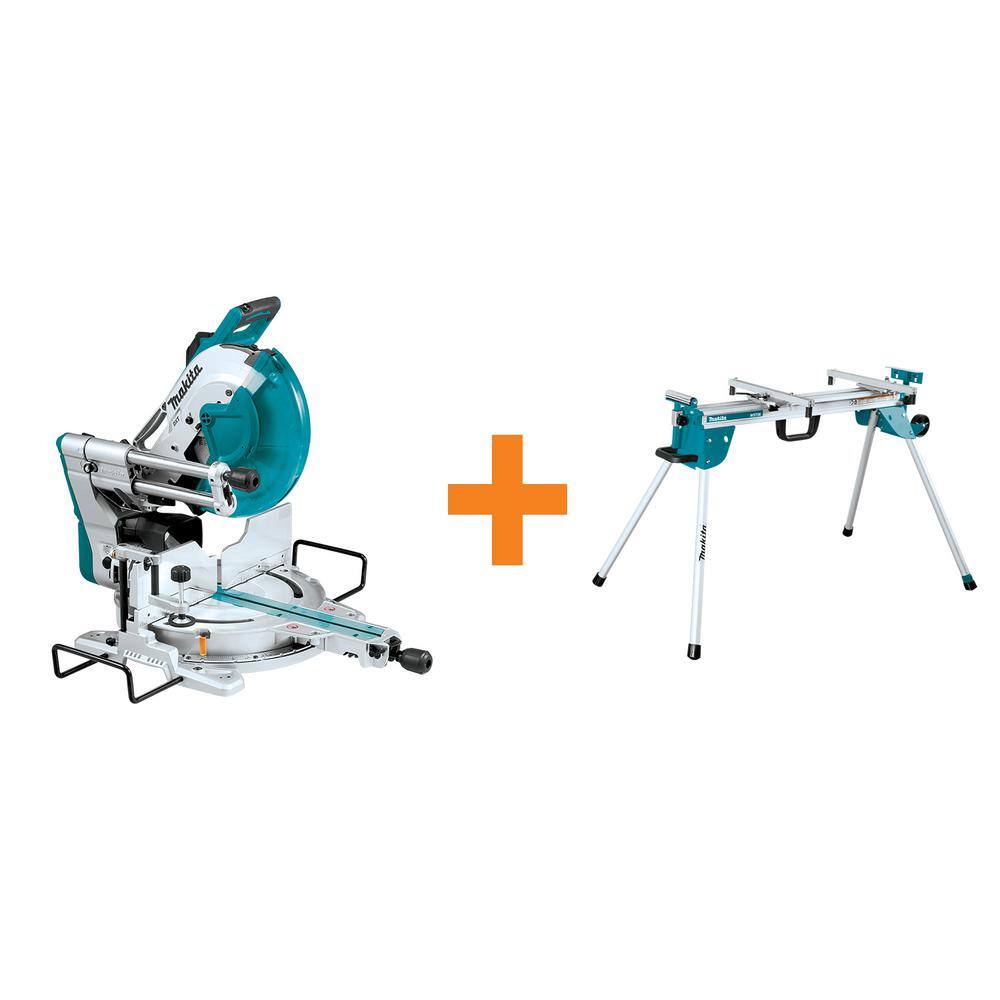 Makita 12 in. Dual-Bevel Sliding Compound Miter Saw with Laser with bonus Compact Folding Miter Saw Stand LS1219L-WST06