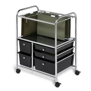 Honey-Can-Do 5-Drawer Filing Cart Chrome  Black CRT-01512