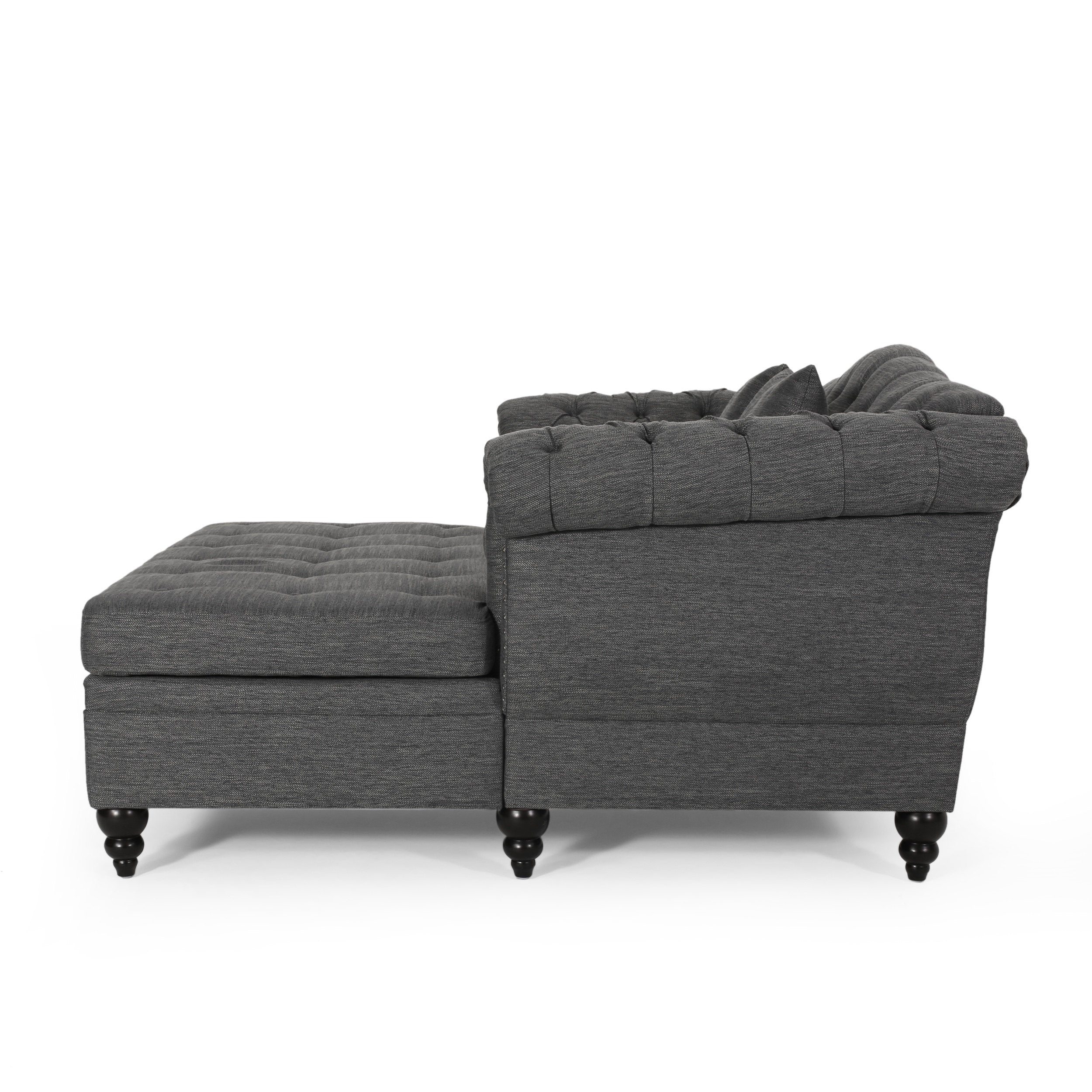 Horeb Contemporary Tufted Double Chaise Lounge with Accent Pillows