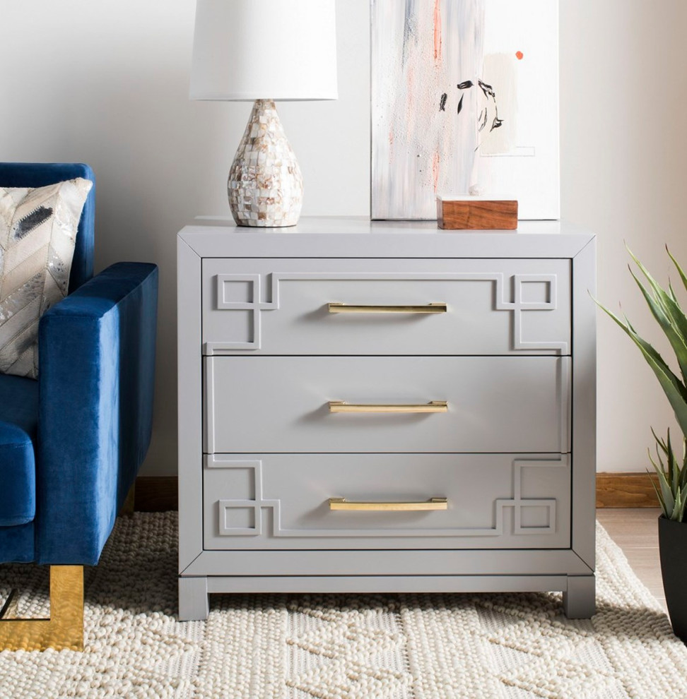 Dana 3 Drawer Chest Gray/Gold   Transitional   Accent Chests And Cabinets   by V.S.D Furniture  Houzz