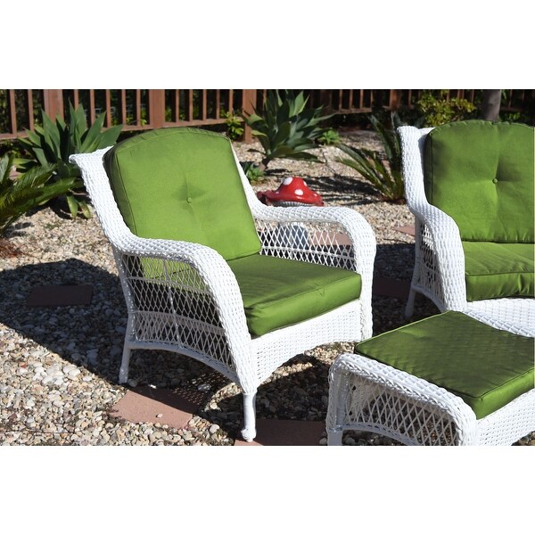 Jeco White Wicker 6piece Seating Set with Tan Cushions