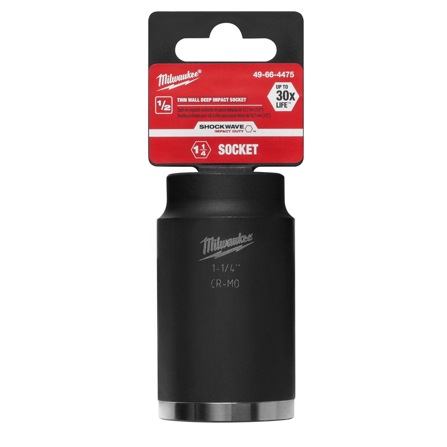 MW Shockwave 1-1/4 in. X 1/2 in. drive SAE 6 Point Deep Well Socket 1 pc