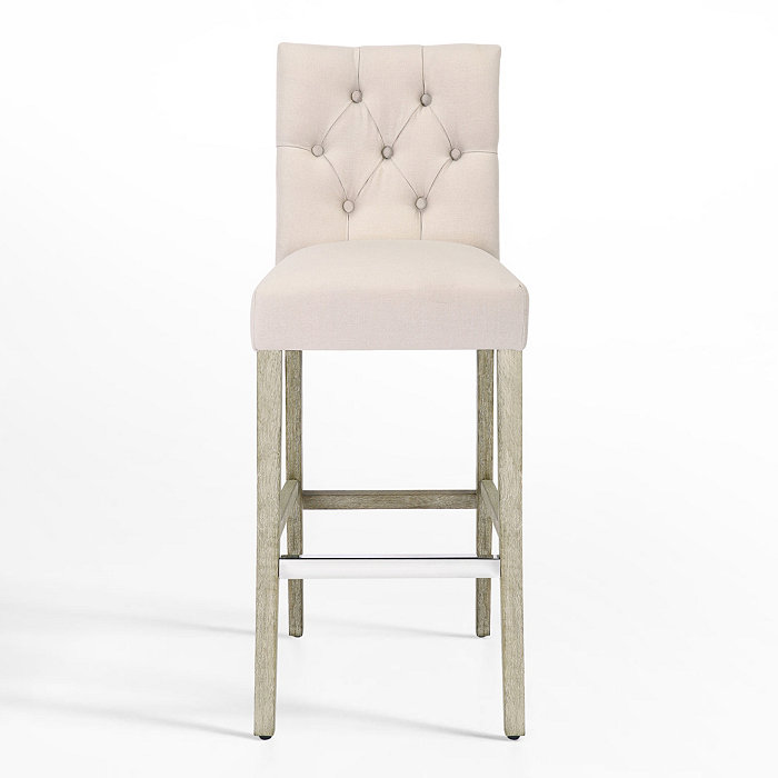 WestinTrends 29 Upholstered Linen Fabric Tufted Bar Stool Chair